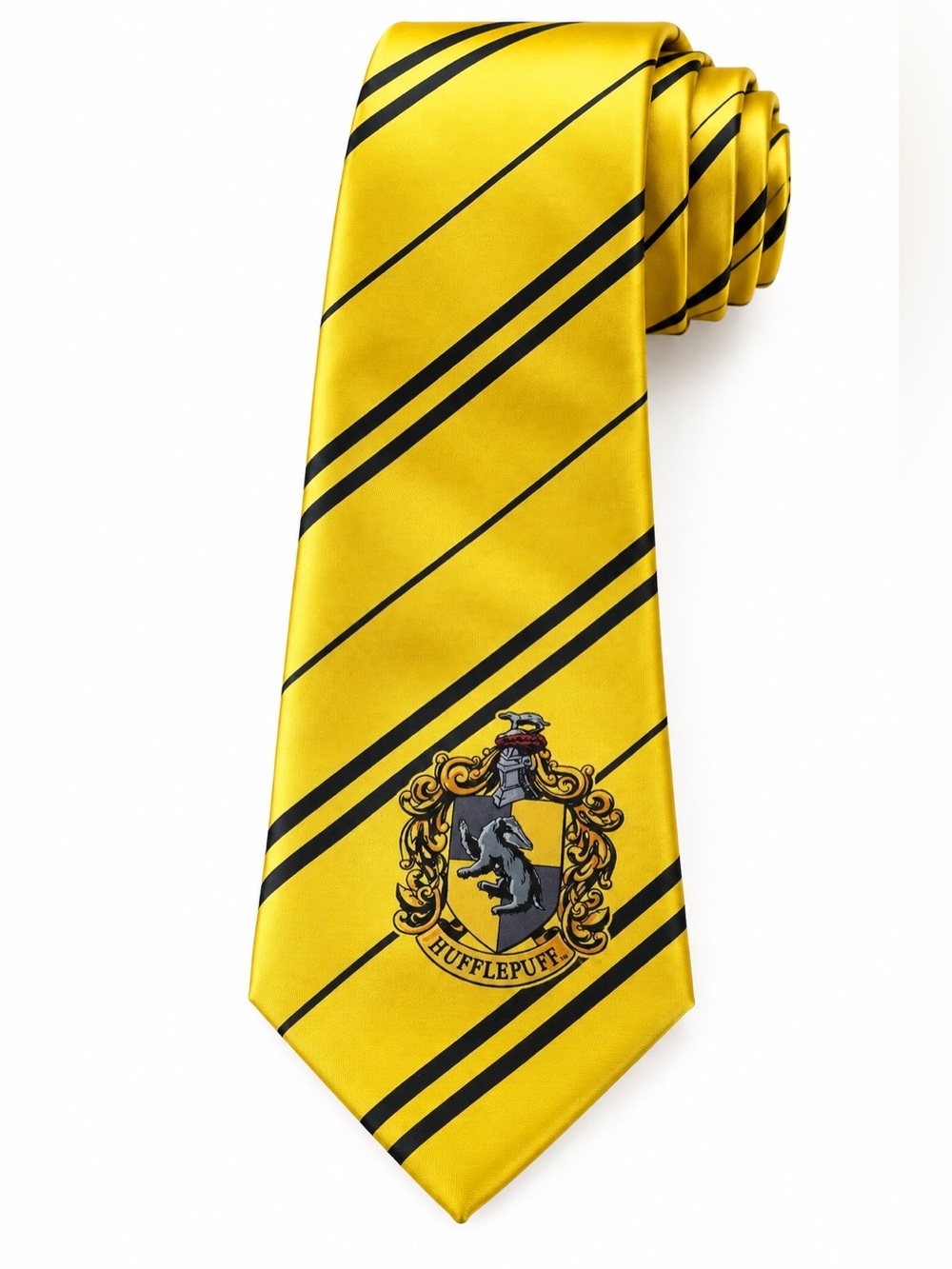 Harry Potter Hufflepuff Tie Yellow Black Striped Hogwarts House Crest Cosplay
